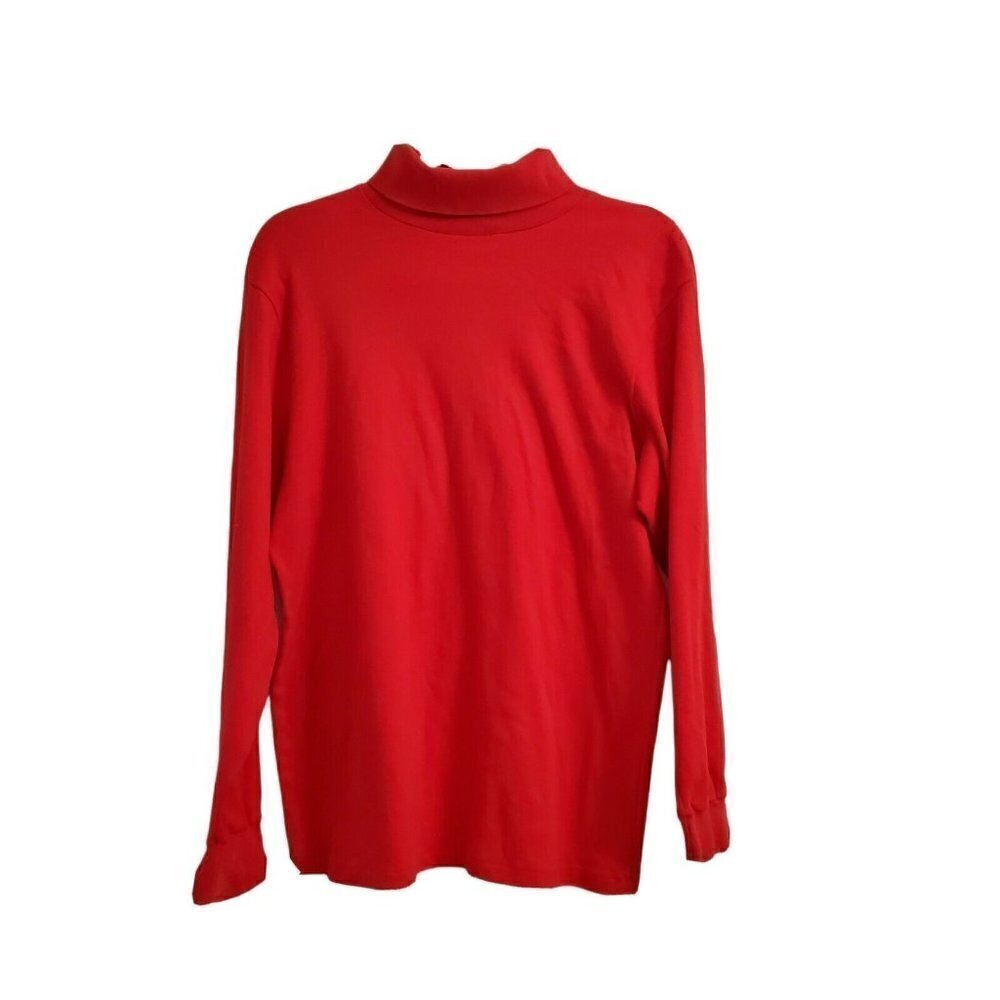 Woolrich Sweater Womens Large Red Turtleneck Long Sleeve Pullover Cotton